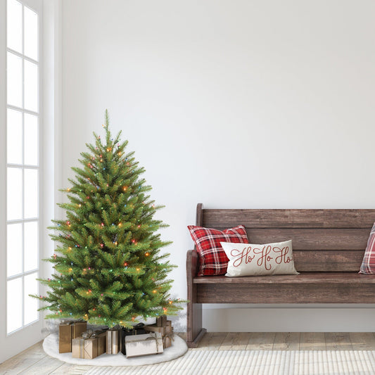 4.5 ft Pre-lit Fraser Fir Artificial Christmas Tree with Multi-Color Lights & Metal Stand