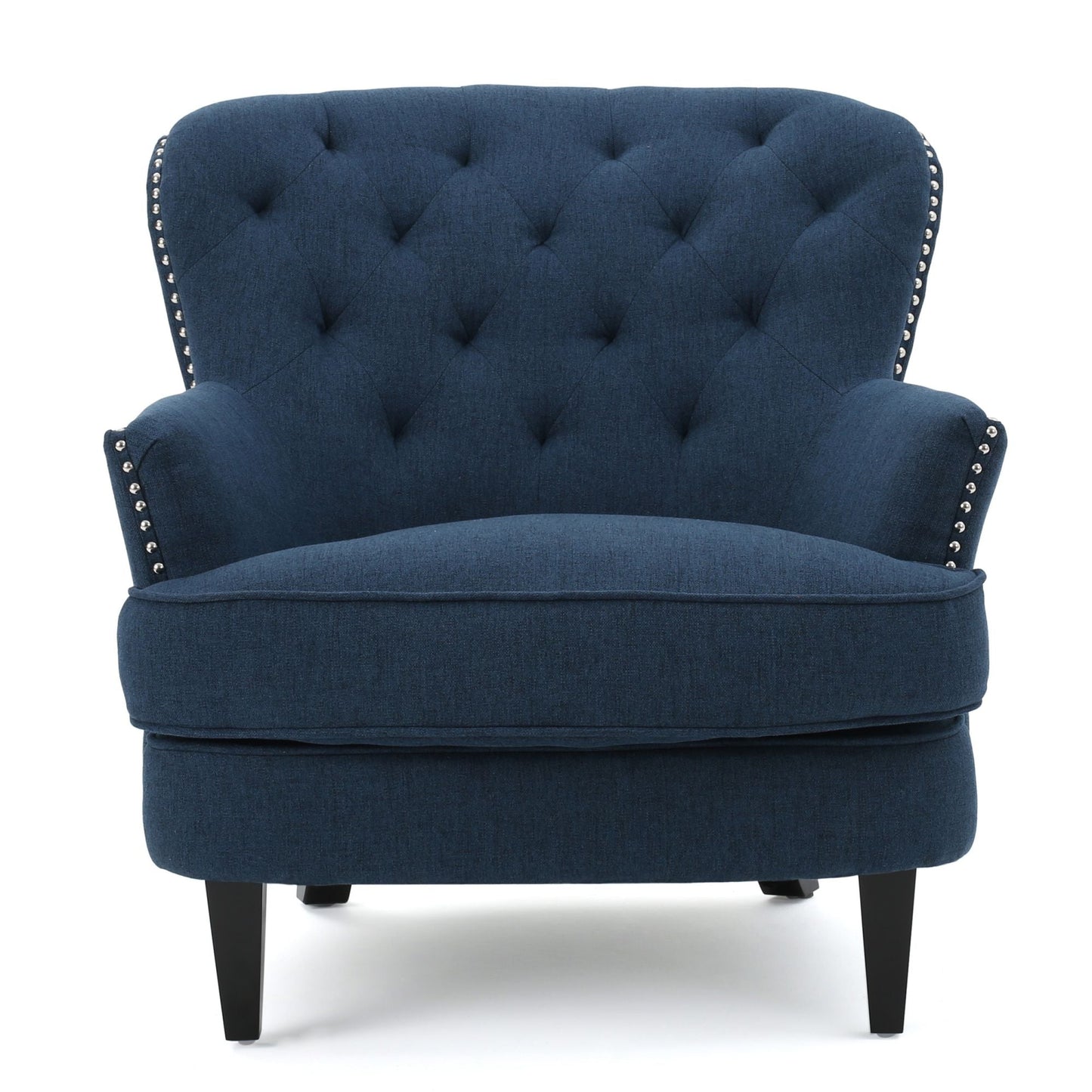 Upholstered Club Chair with Nailhead Trim and Tufted Back