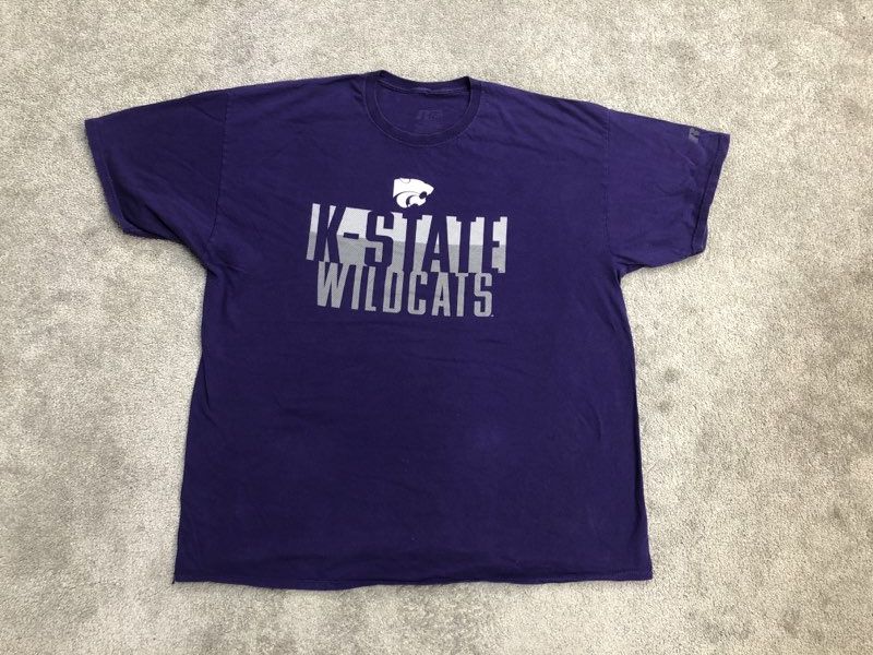 Russell Shirts Mens 2XL Purple Short Sleeve Pullover Crew Neck Graphic Tee