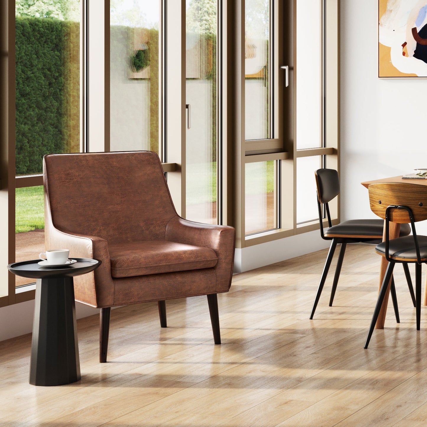Pantomime Wooden Round Accent Table with Sculptural Design Base
