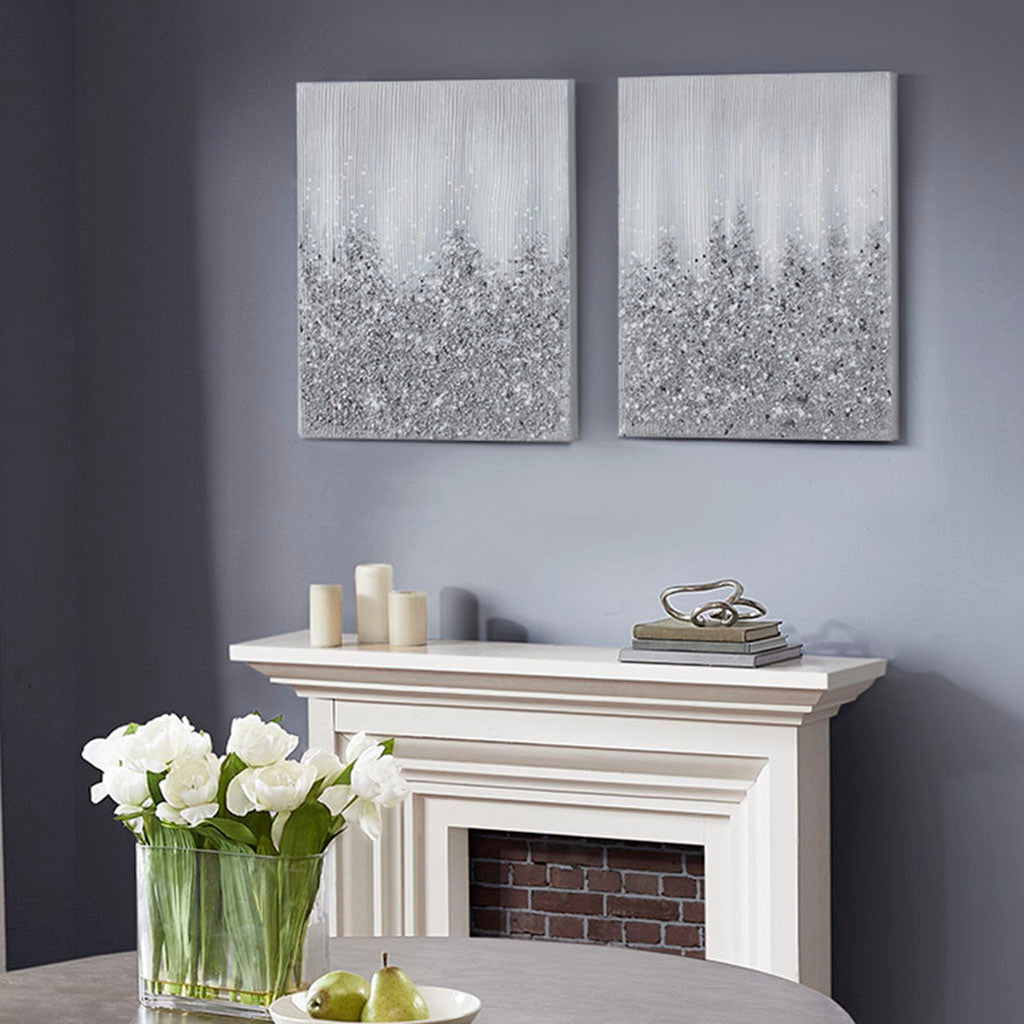 Cliffton 2-Piece Canvas Wall Art Set with Real Rock and Stone Embellishments