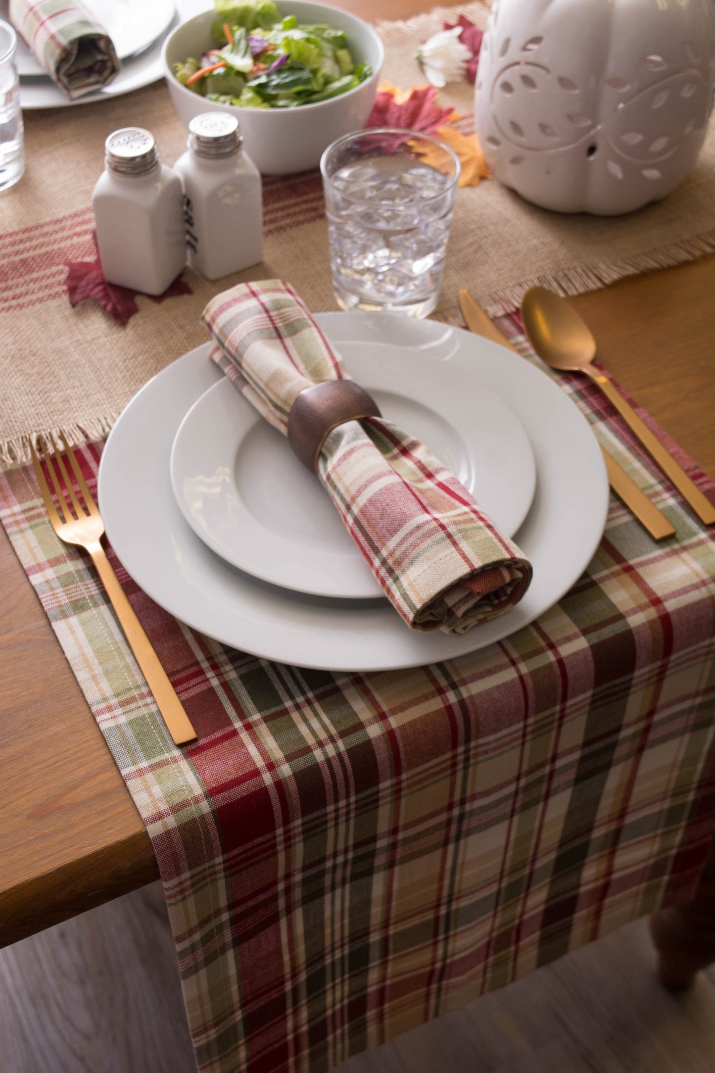 Give Thanks Plaid Table Runner 14X108