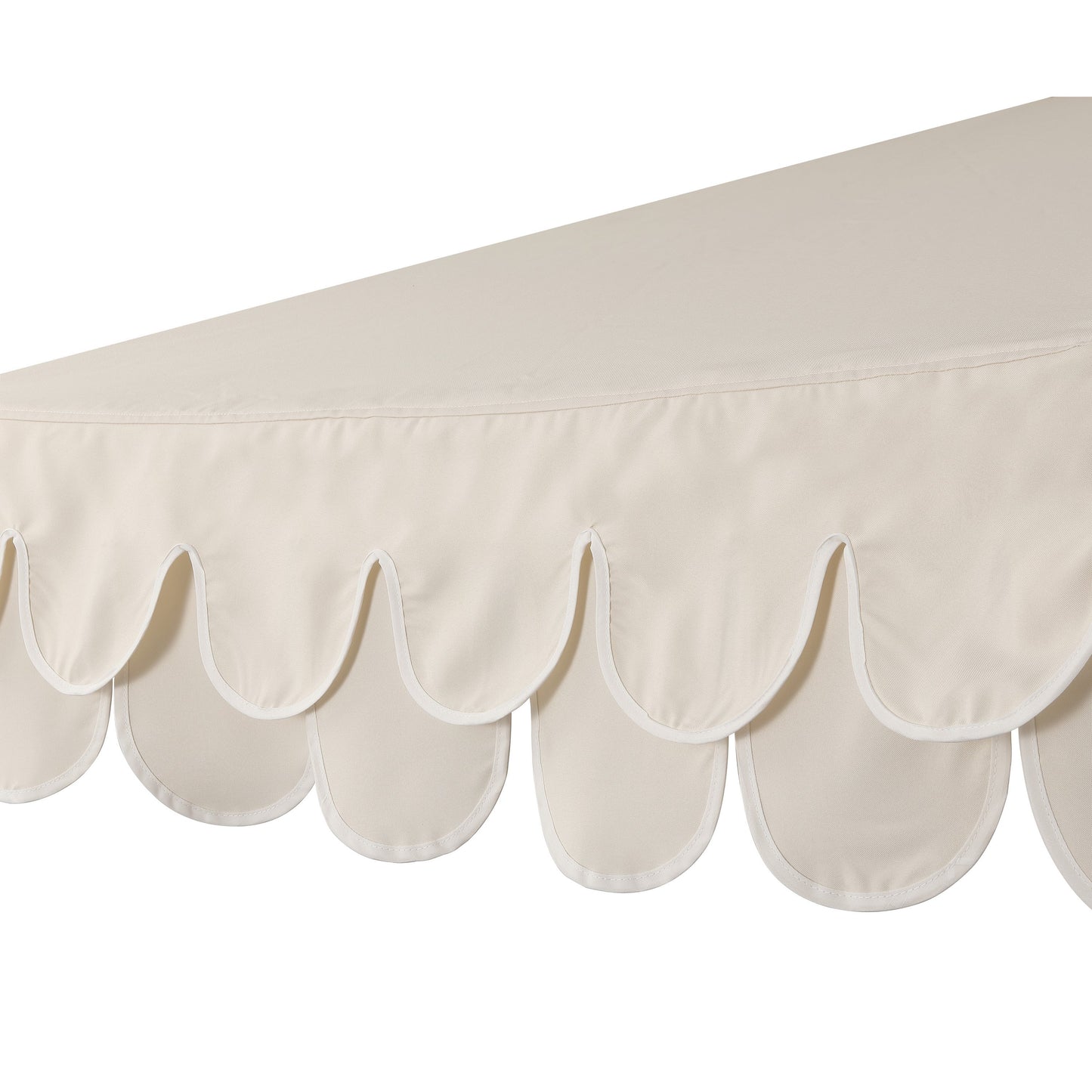 Tracy Classic MidCentury Scalloped Fringe Market Patio Umbrella with Auto-Tilt