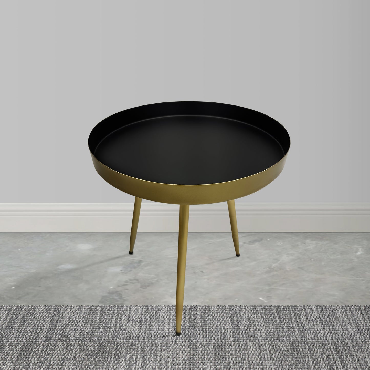 Camellia Round Side Table with Iron Frame