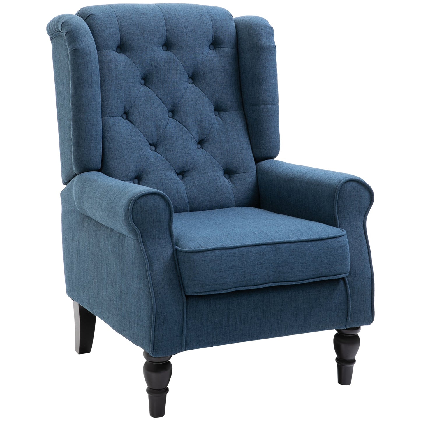 Button Tufted Upholstered Accent Chair with Wing Back and Rolled Arms