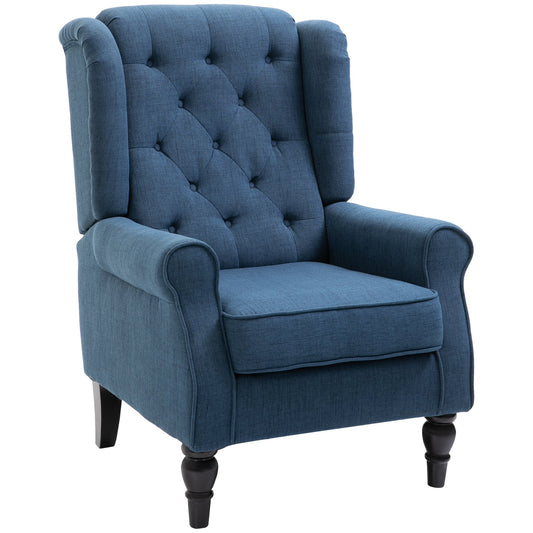 Button Tufted Upholstered Accent Chair with Wing Back and Rolled Arms