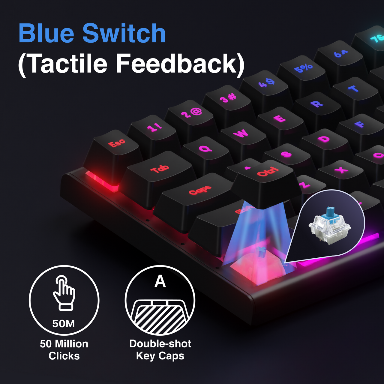 Laser Gaming Mini Mechanical Keyboard with RGB Backlight (Black)