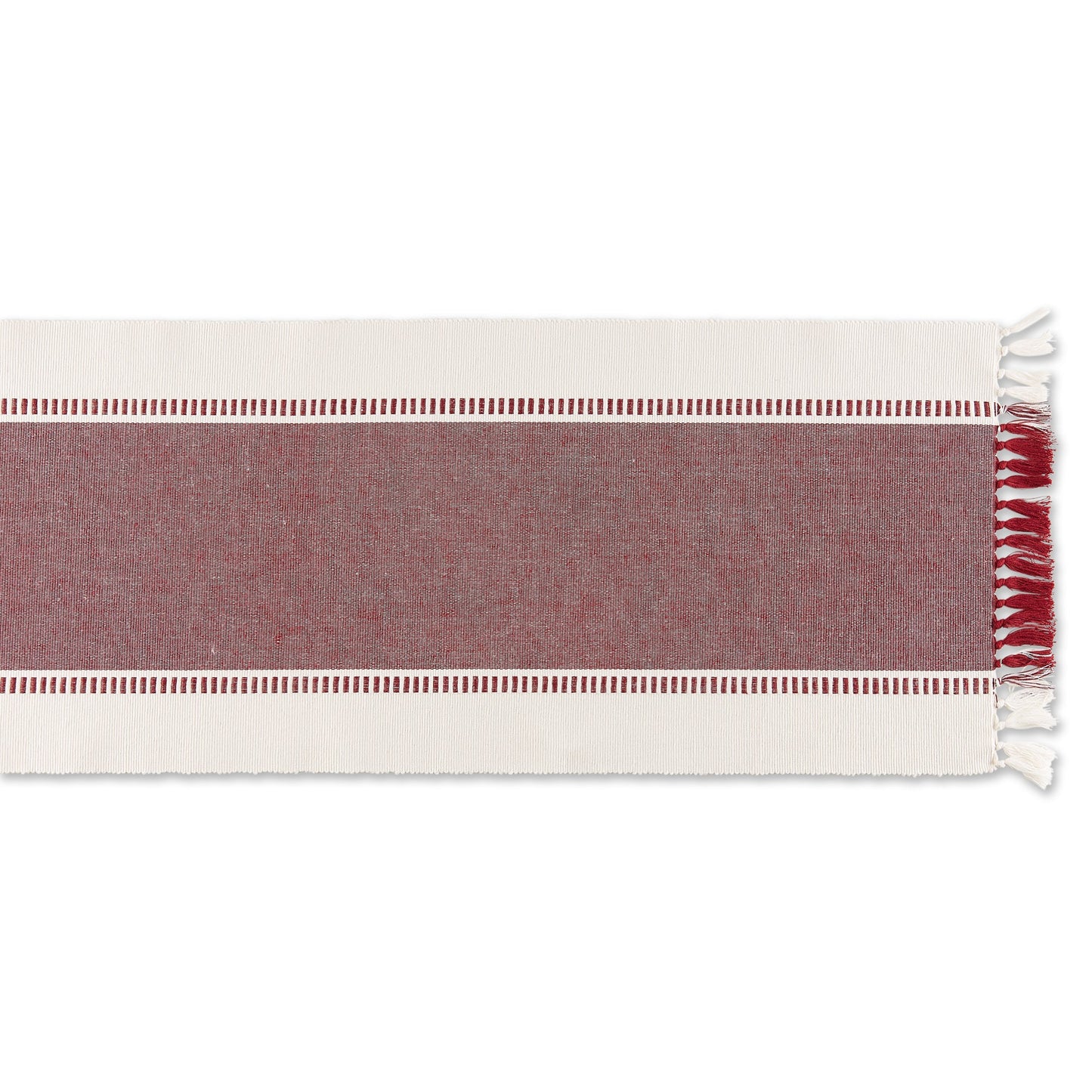 Redwood Striped Fringe Ribbed Table Runner 13X72