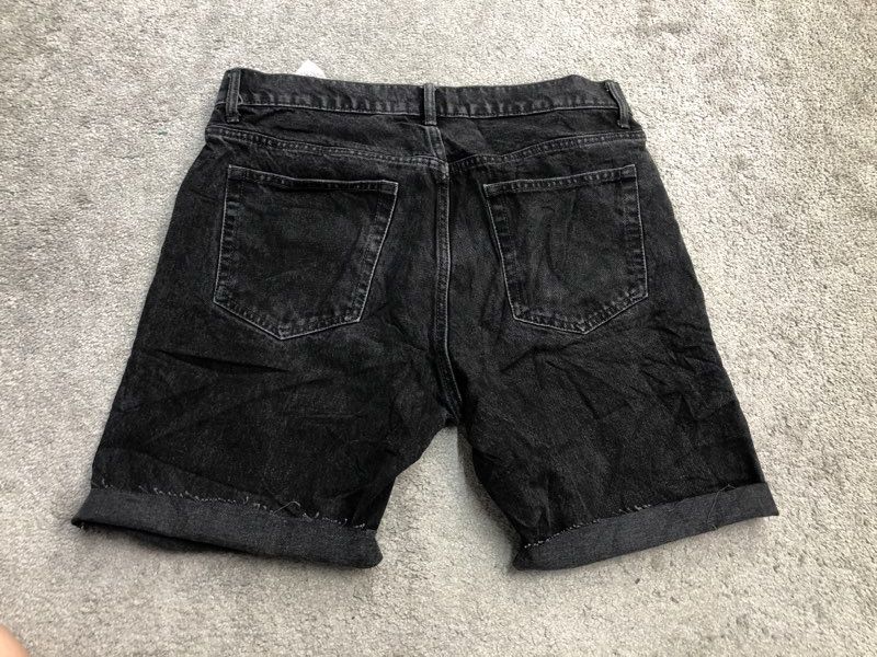 Zara Short Womens 31 Black Denim Mom Fit High Rise Roll Tab Workwear Outdoor