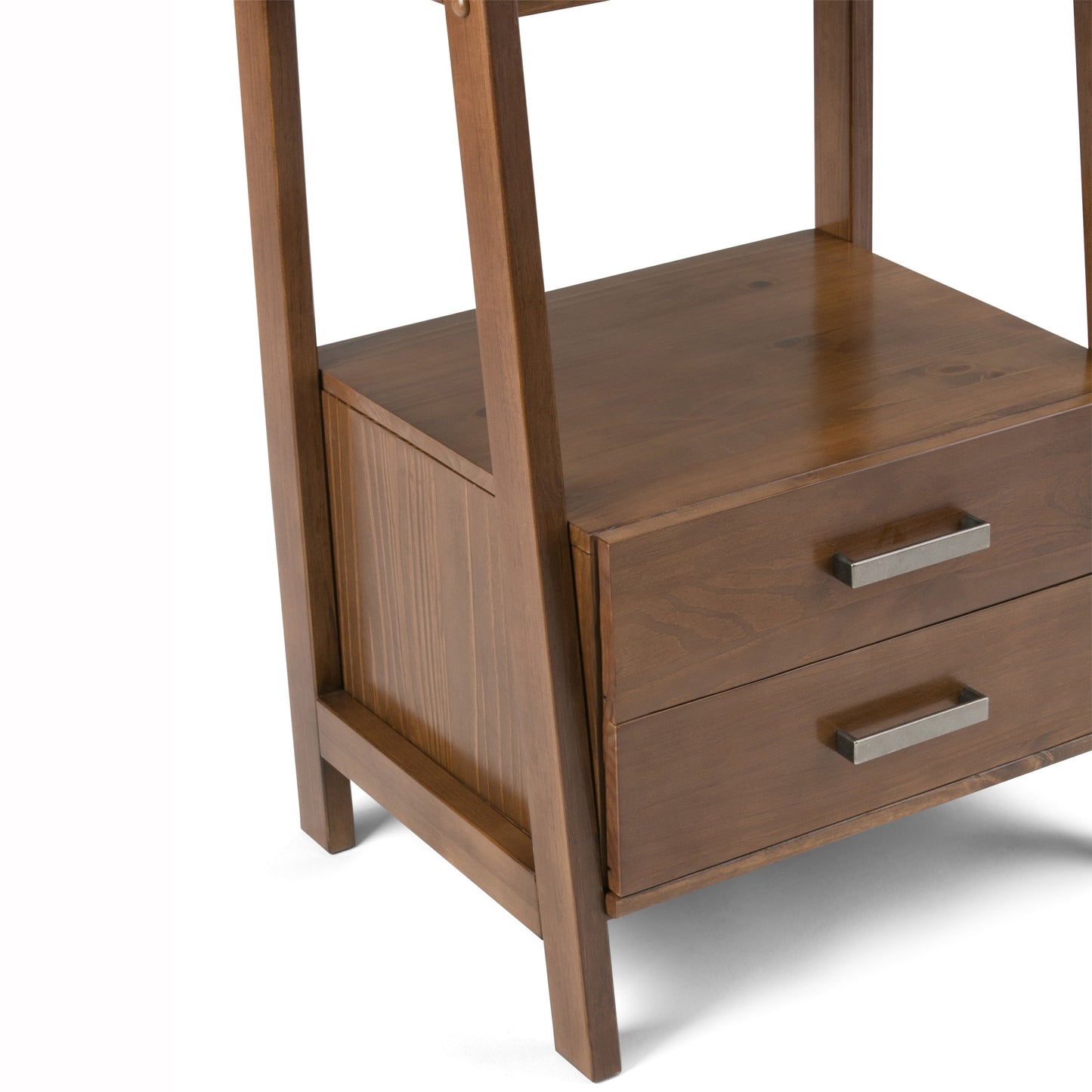 Daze Solid Wood Ladder Shelf with 4 Shelves and 2 Drawers