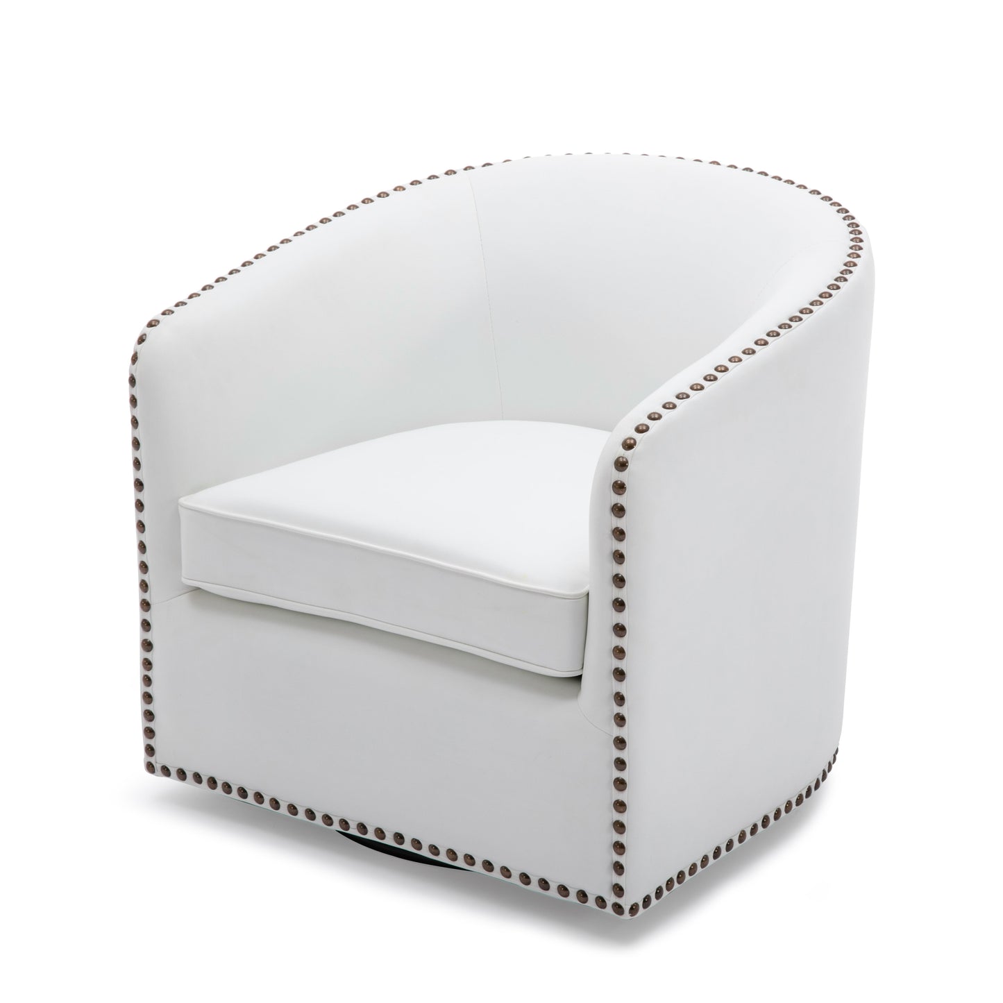 Upholstered Swivel Chair with Sloped Arms, Nailhead Trim and Tight Back