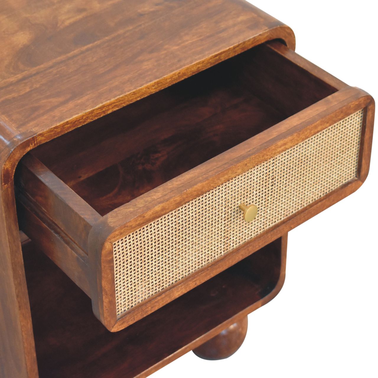 Nightstand with Open Storage and Ball Feet