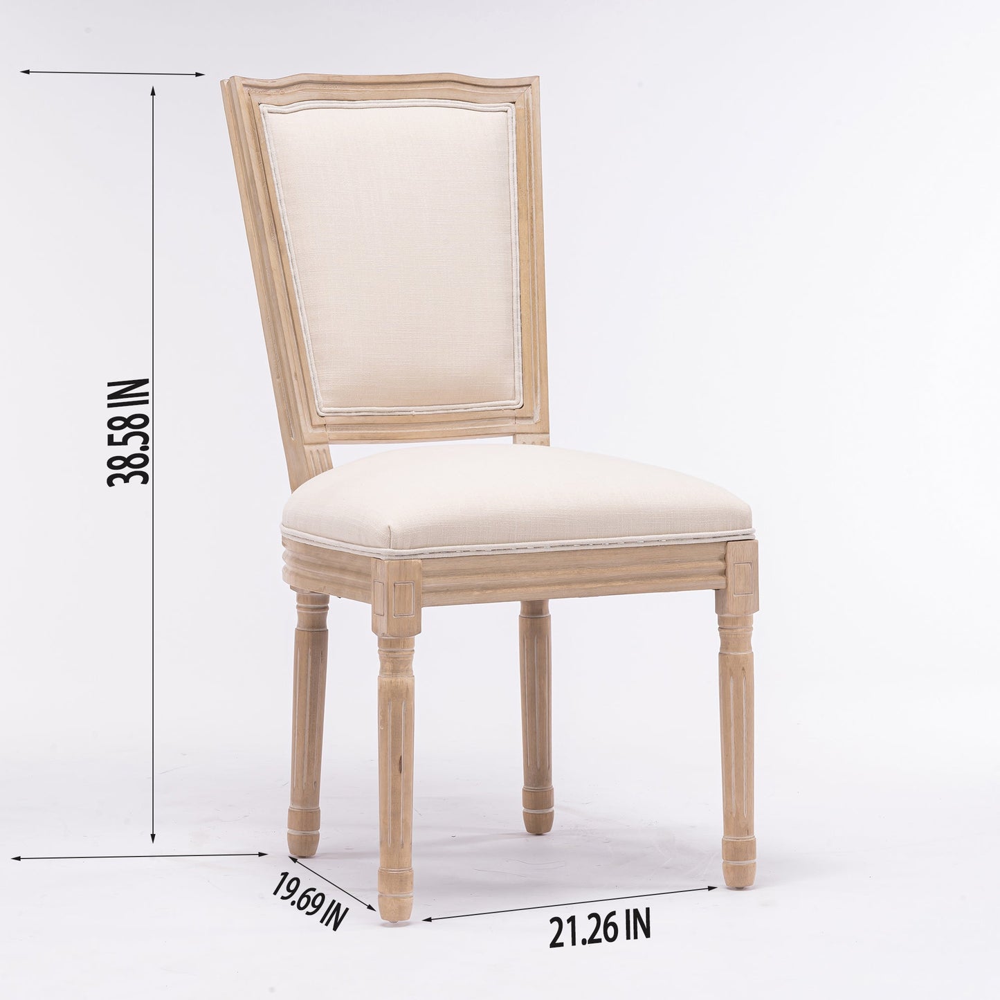 Upholstered Dining Chair with Square Back and Solid Wood Frame, Set of 2