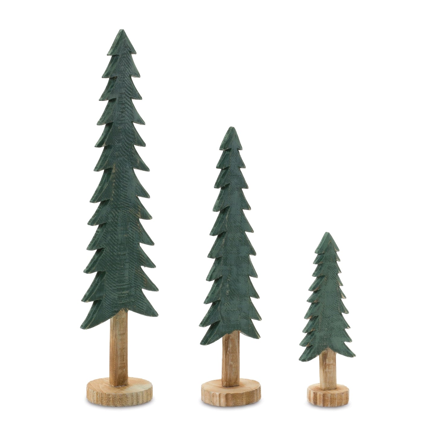 Wood Tabletop Pine Tree, Set of 3