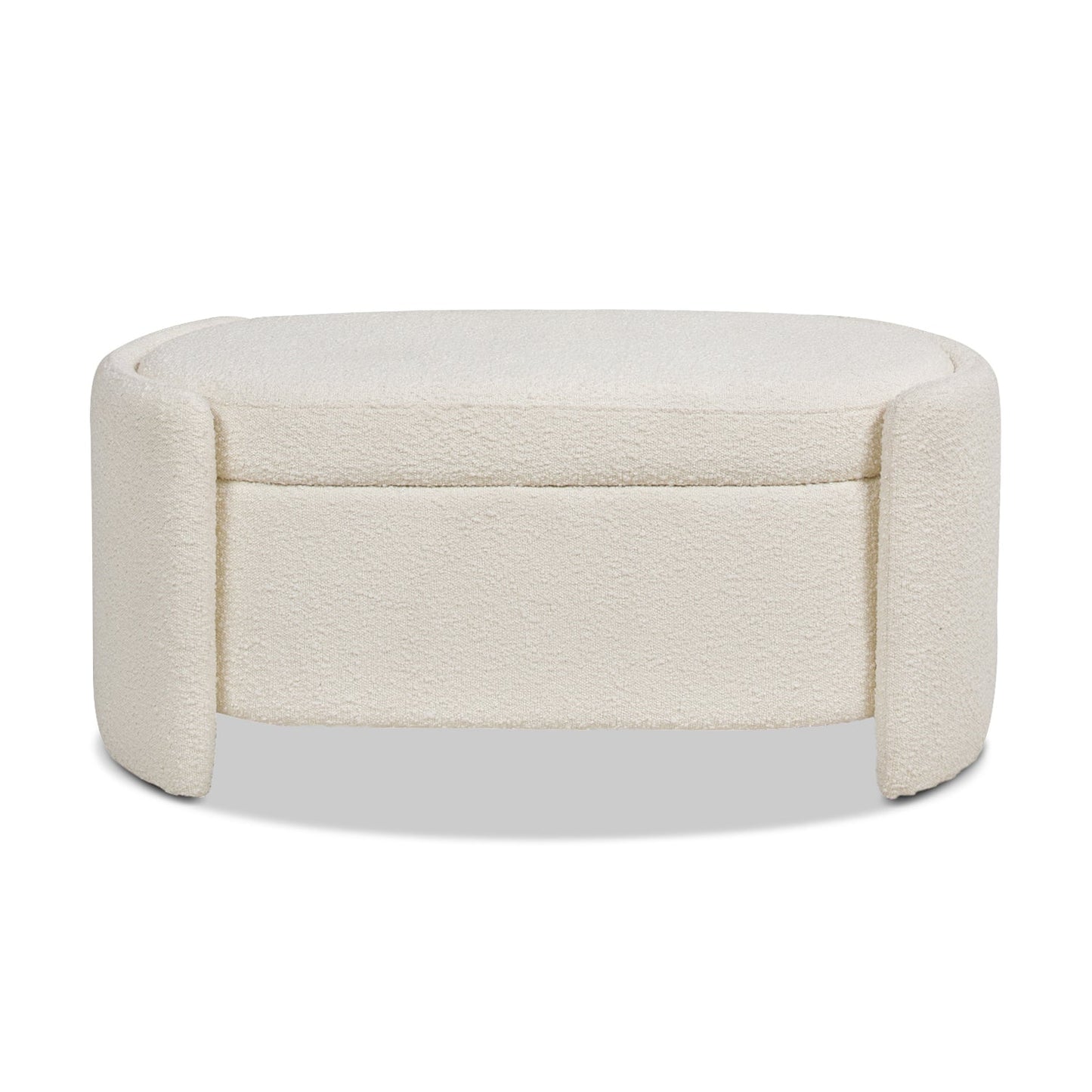 Oval Lid-Up Upholstered Storage Bench with 3 Compartments