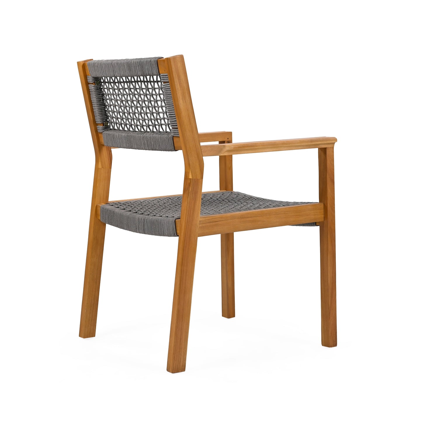 Belladom Wood and Rope Dining Chair with Open Back, Set of 2