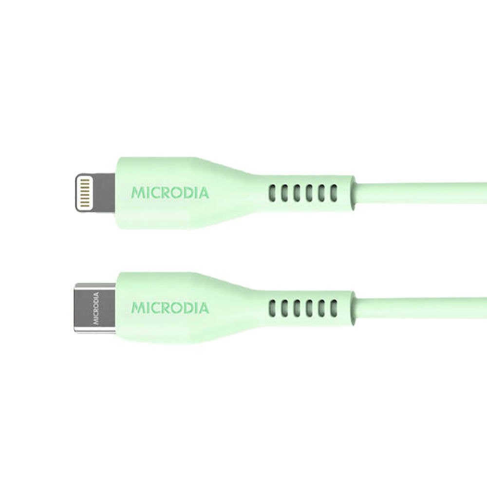 Microdia Fruitywire Silicone PD60W USB-C to 8-Pin Cable 2.6m (Mint)