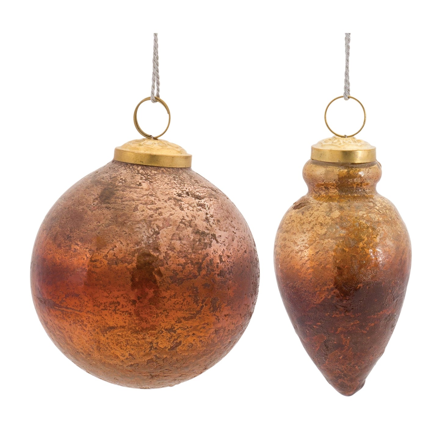 Distressed Mercury Glass Ornament, Set of 6