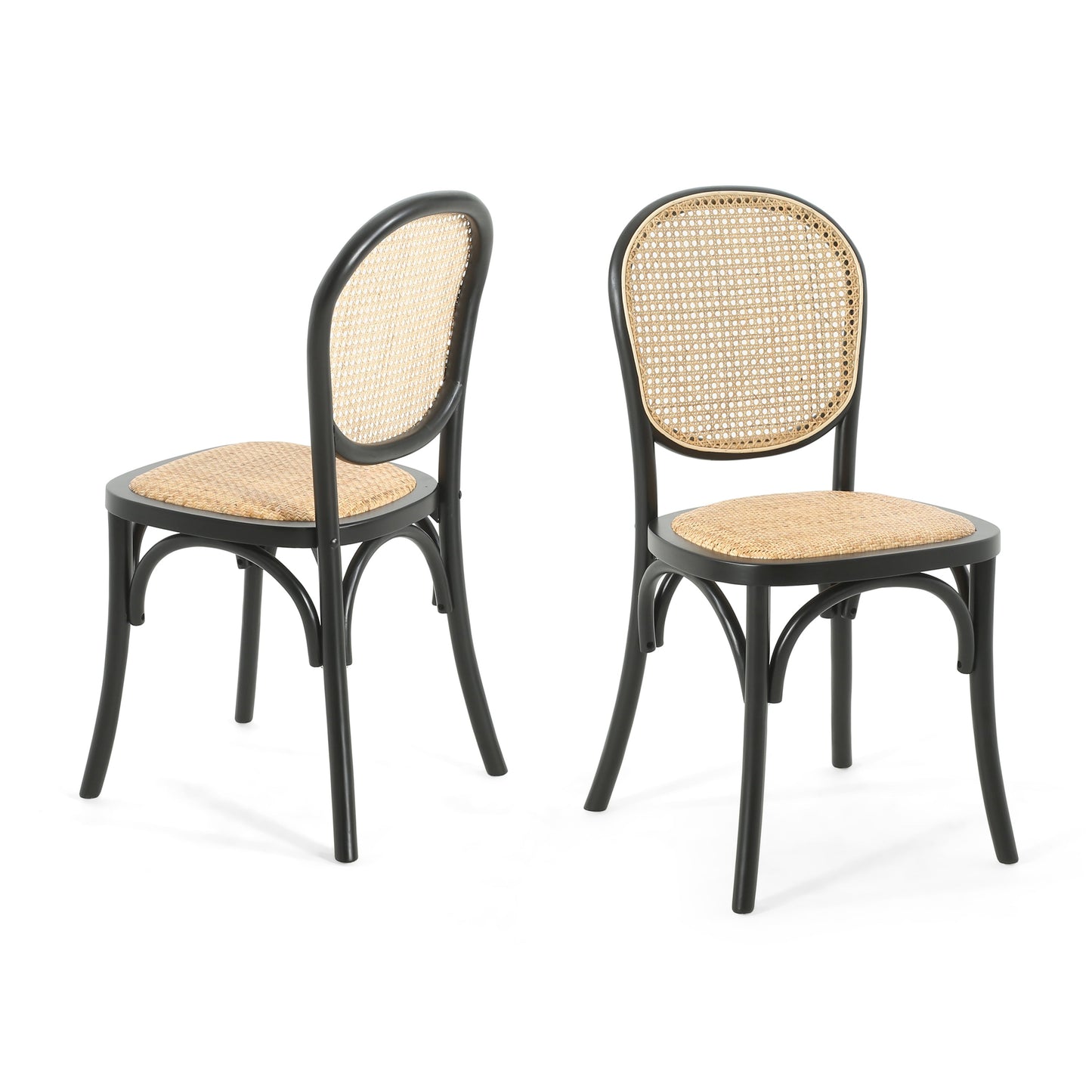 Qyros Dining Chair with Round Backrest and Curved Legs, Set of 2