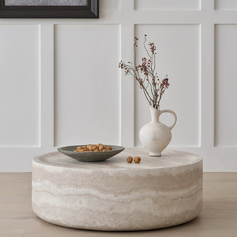 Willowed 35.43" Round Coffee Table with Mars Pattern