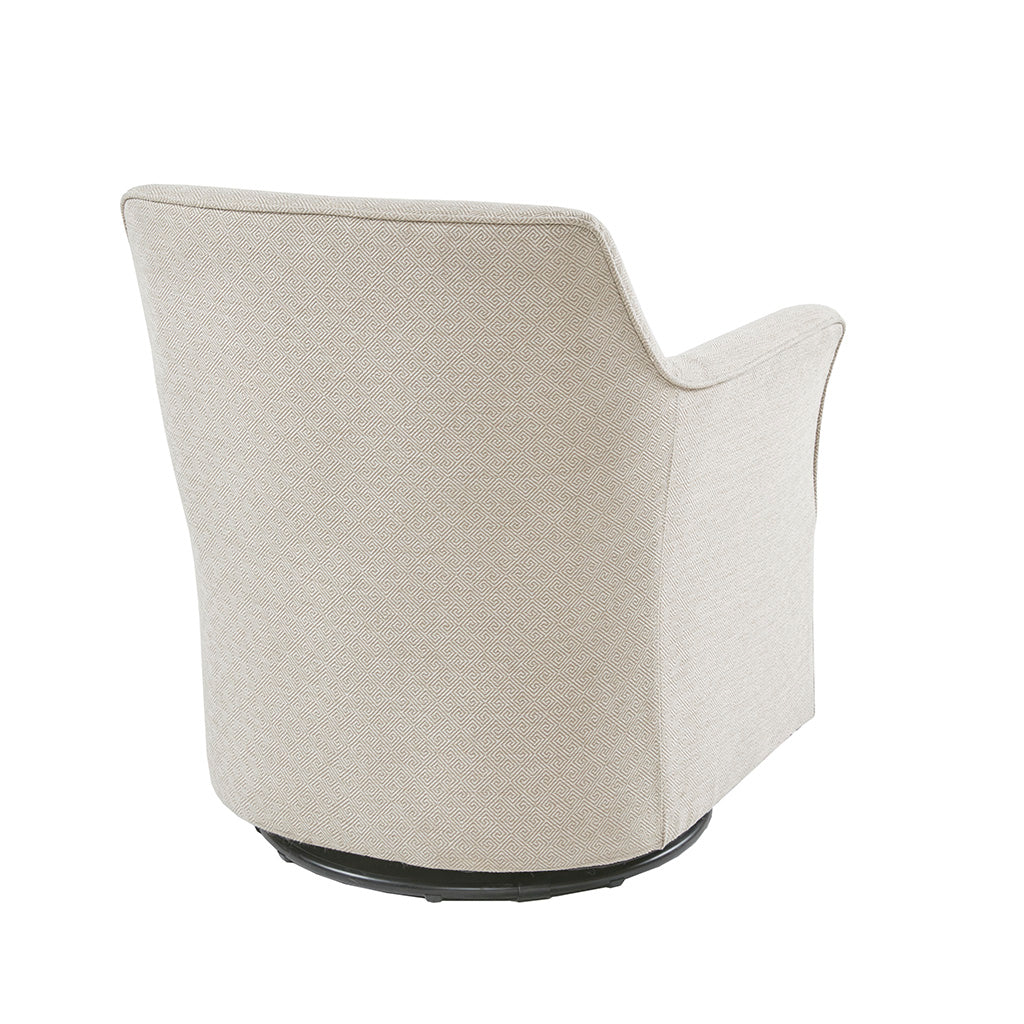 Upholstered Swivel Glider Chair with Flared Arms and Metal Base