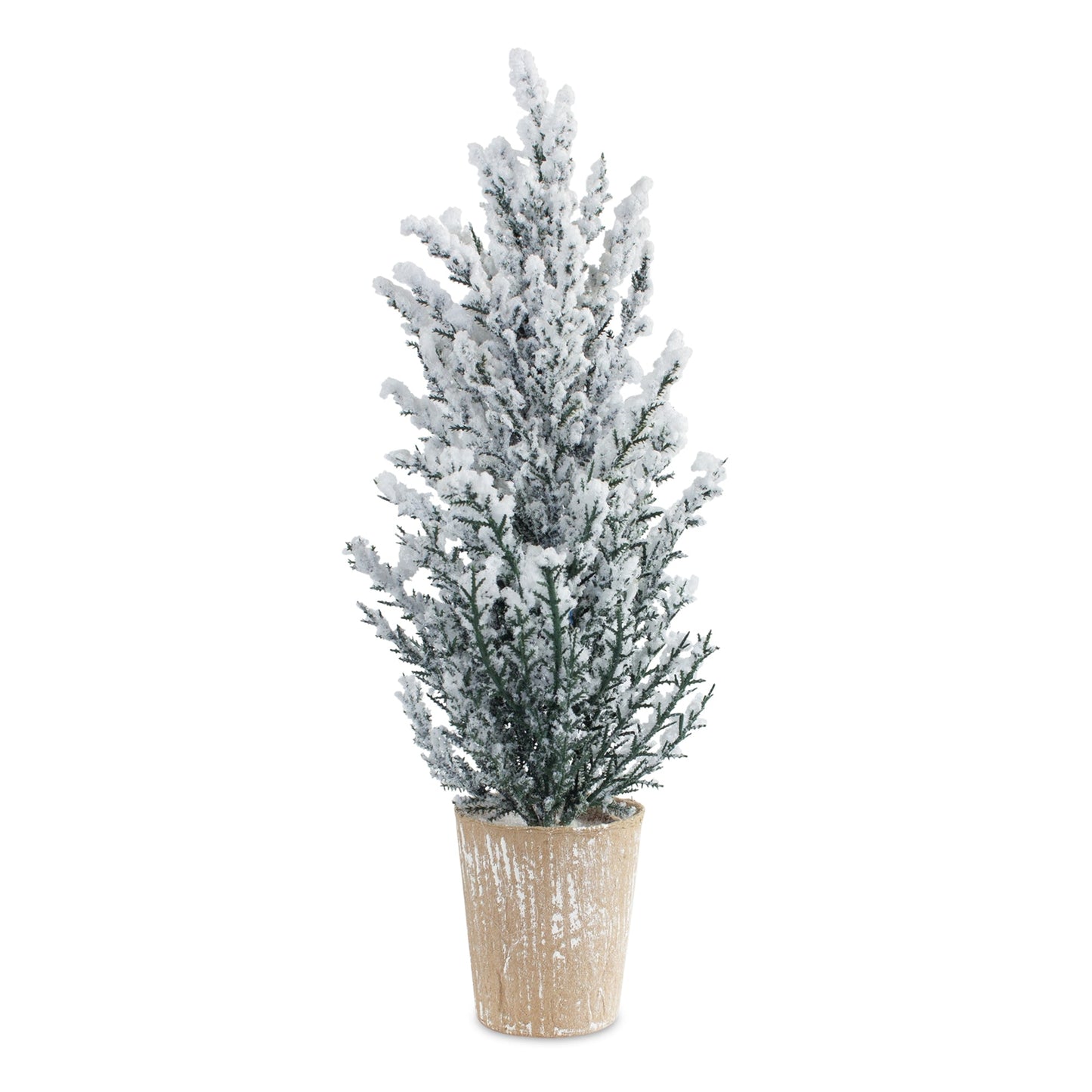 Flocked Holiday Pine Tree with Plastic Pot, Set of 4
