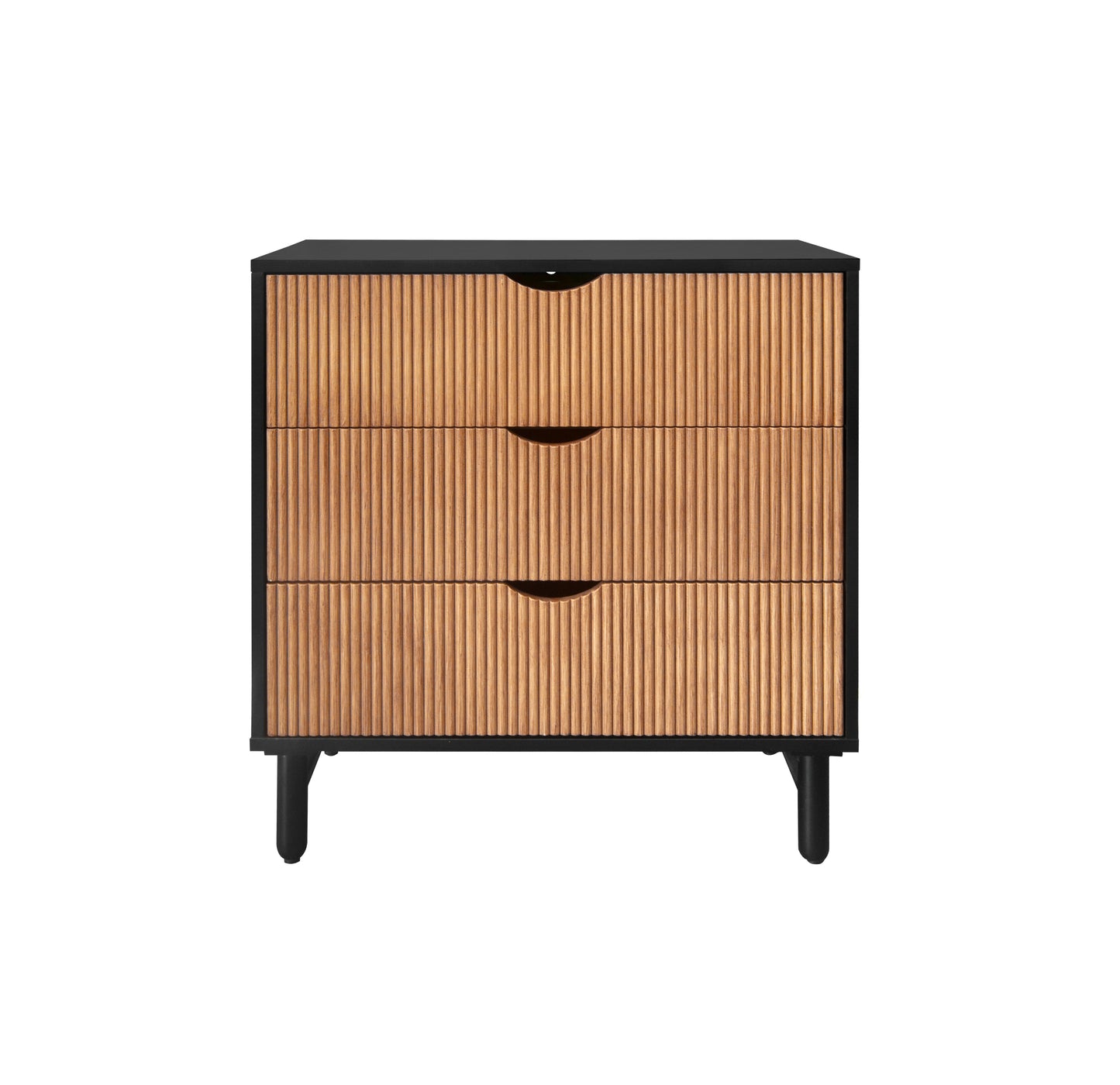 Particle Board Cabinet with Wave Pattern and 3 Drawers