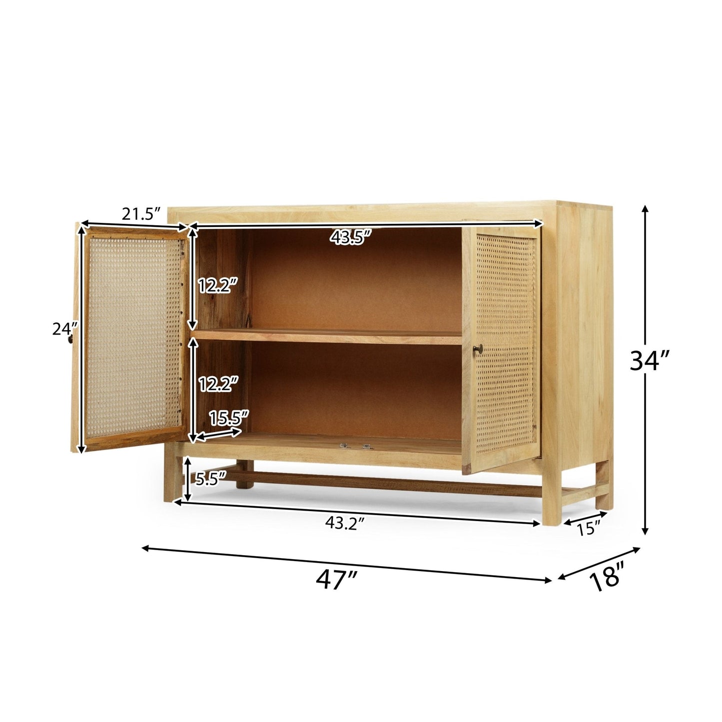 Farmhouse Cabinet with 2 Doors and Shelf
