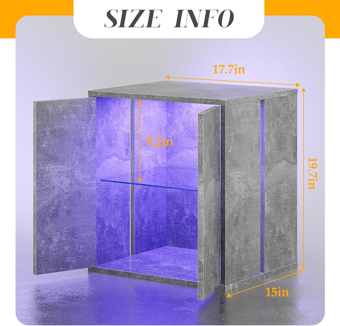 Farmhouse LED Nightstand with Glass Shelf