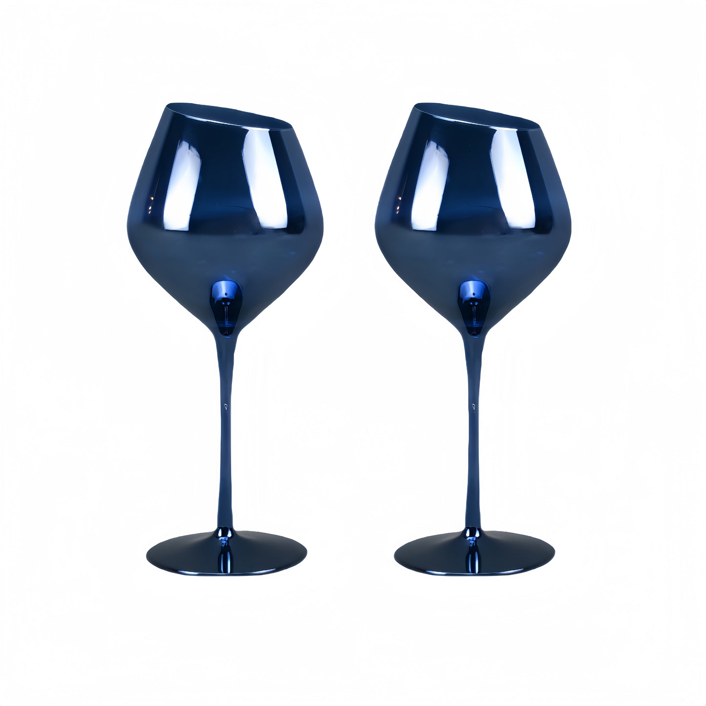 Jeanne Fitz Slant Collection Red Wine Glasses, Set of 2, Blue