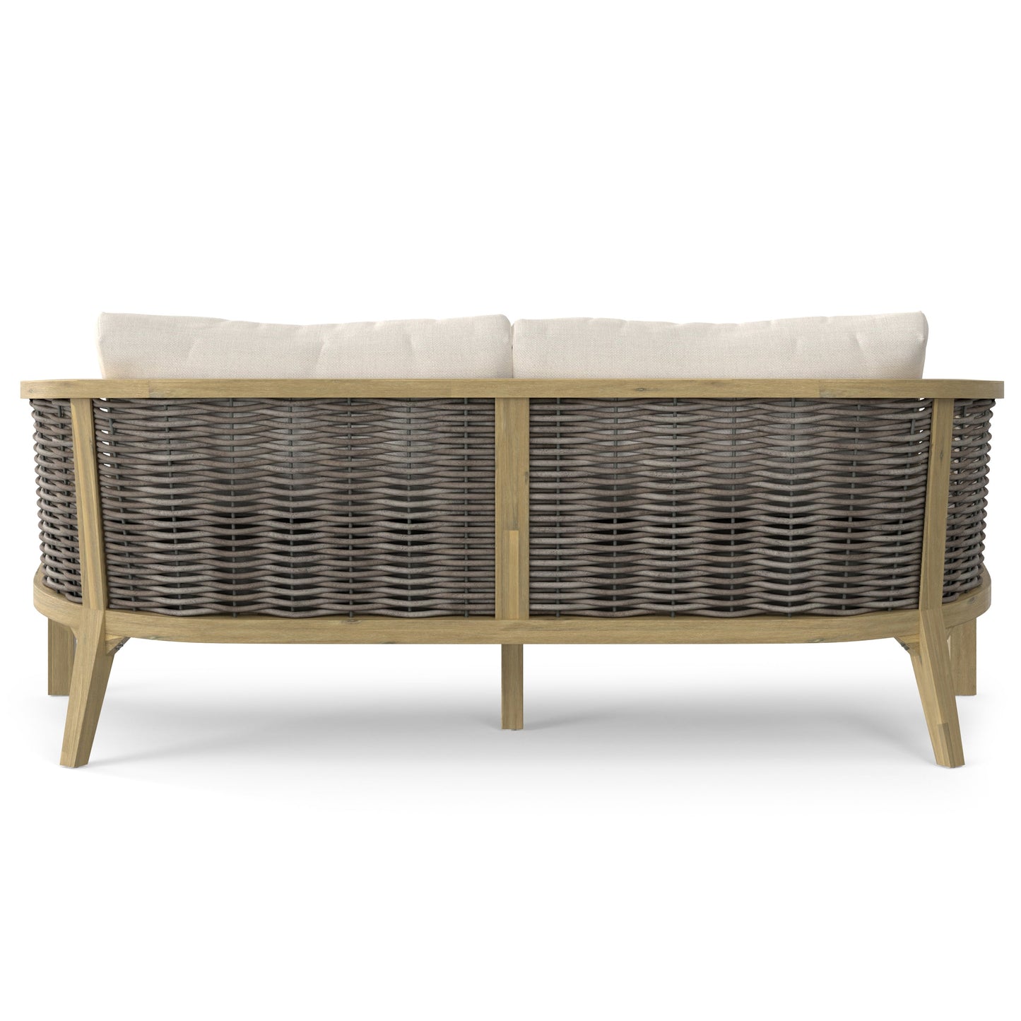 Outdoor Hand-Woven Rattan Sofa with Curved Frame
