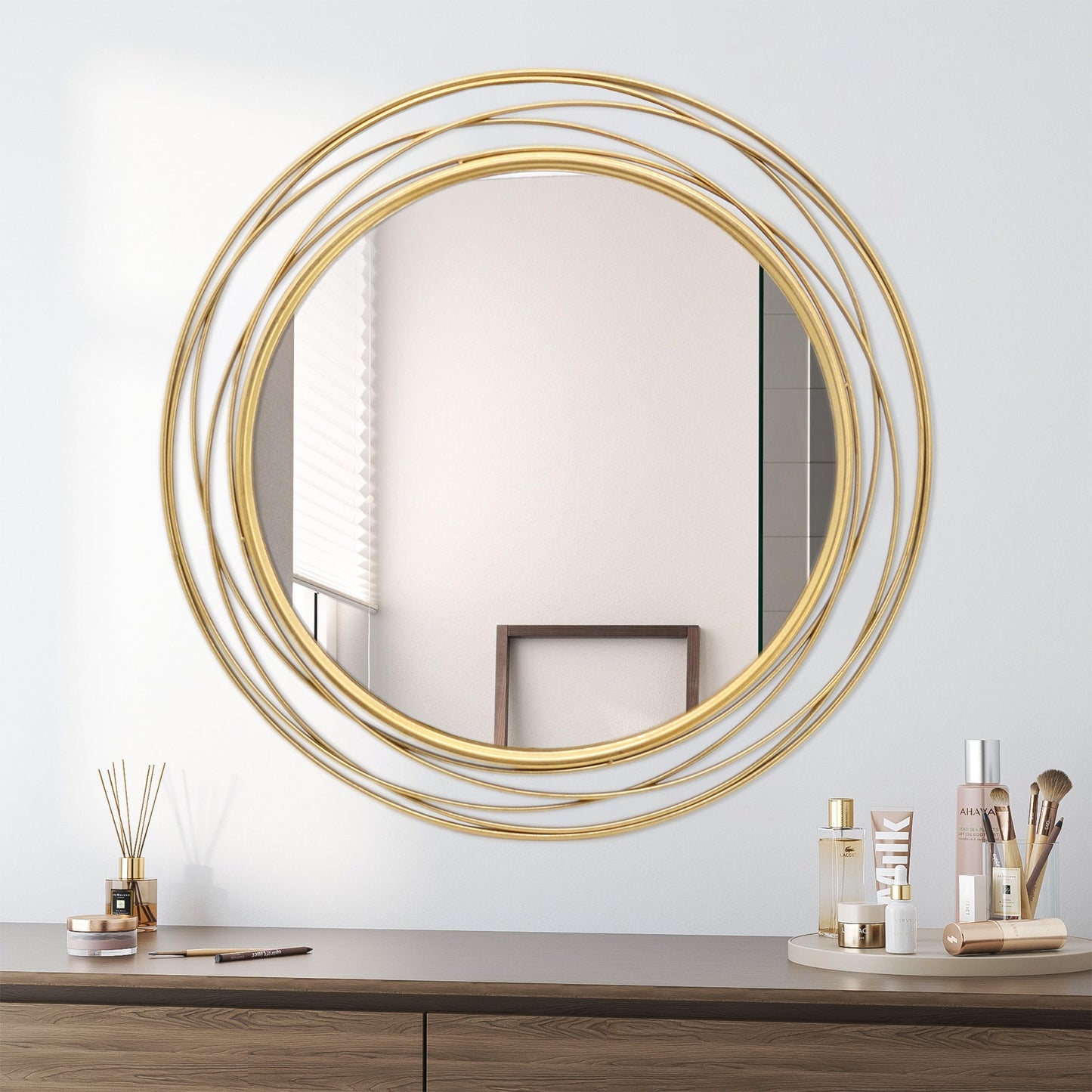 Circle Mirror with Wire Frame