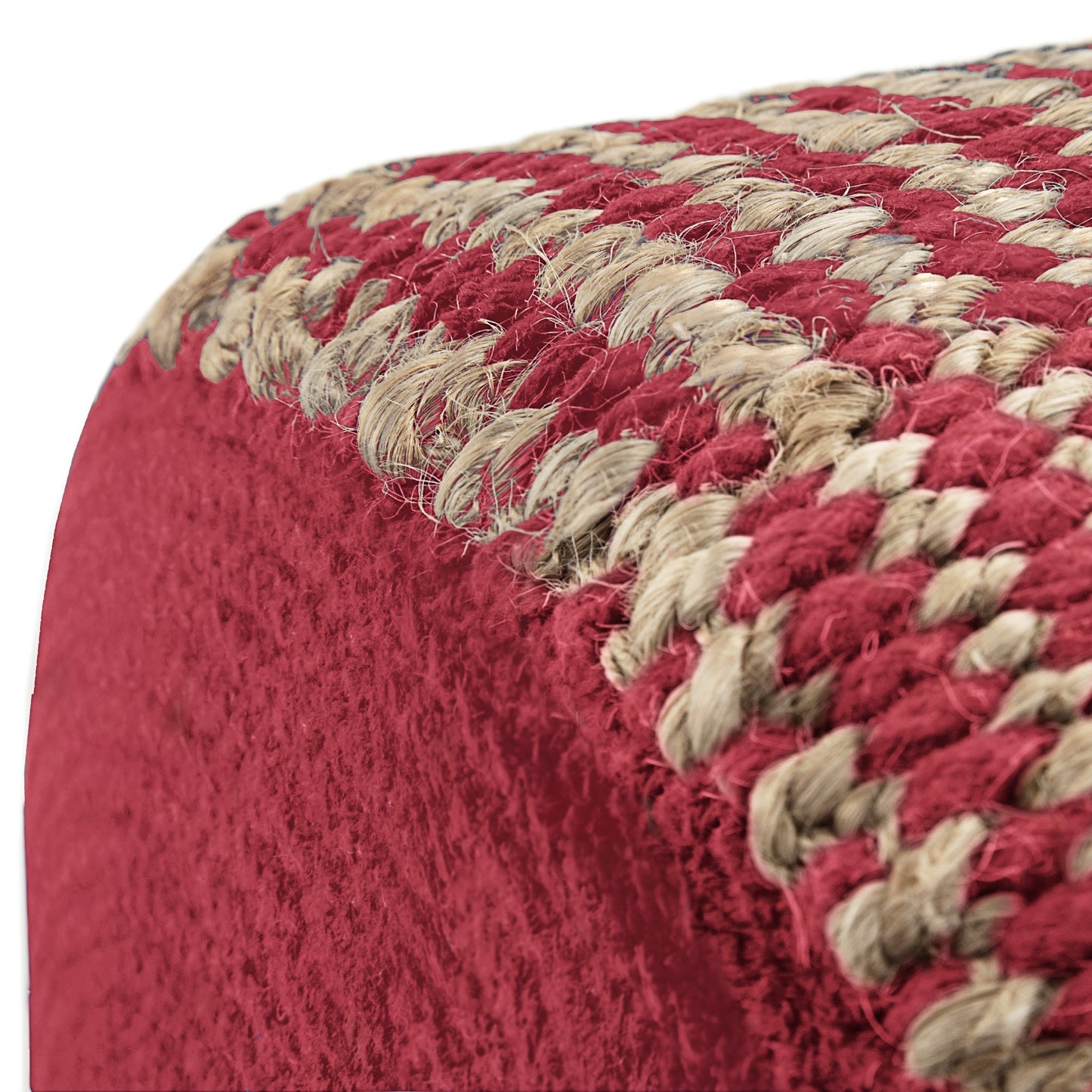 Multi-functional Handcrafted Round Pouf with Hand Braided Jute