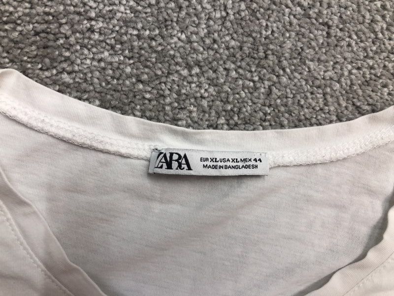 ZARA Shirts Mens X Large White Pullover Crew Neck Tee Short Sleeve Lightweight