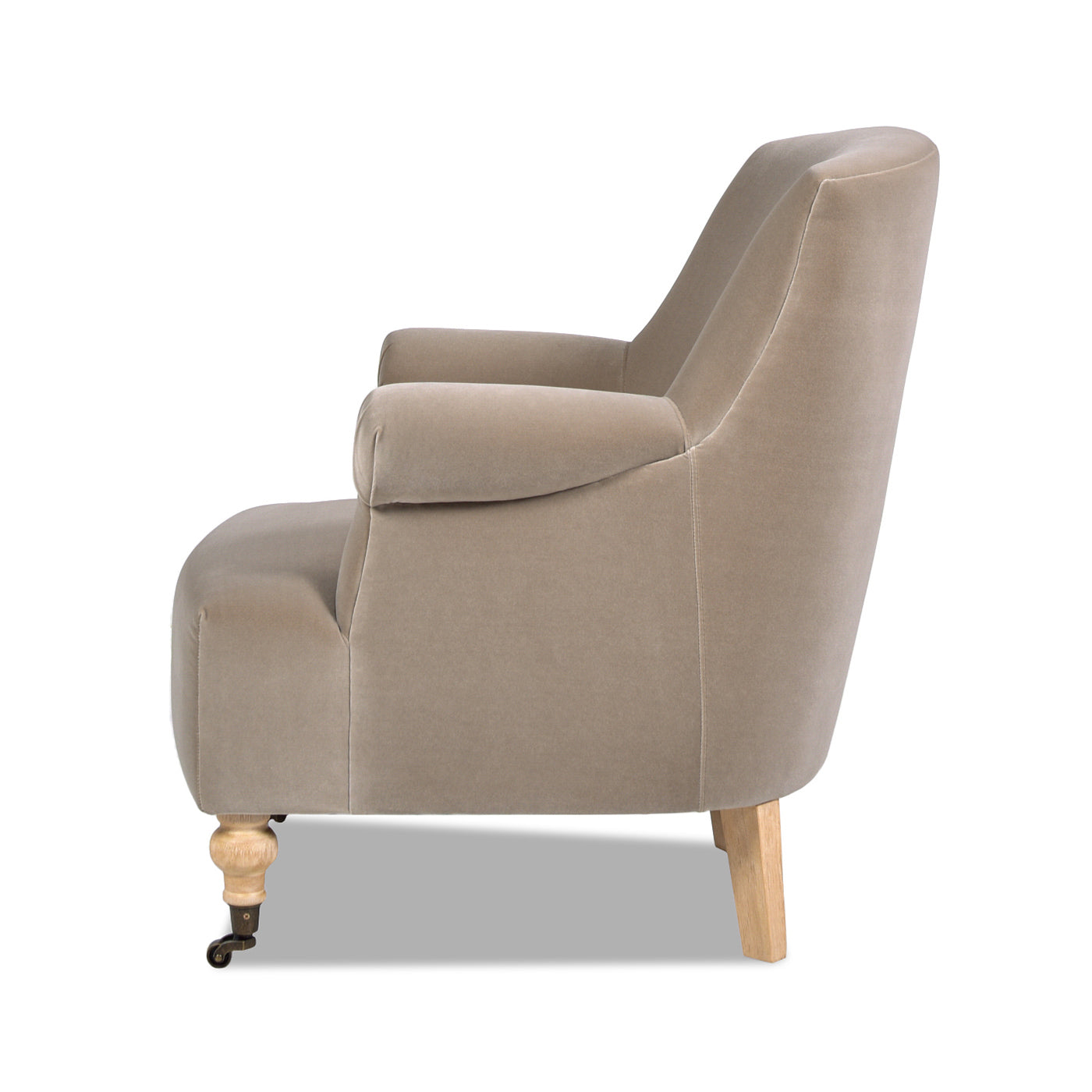 Boutique 30" Upholstered Accent Chair with Rolled Arms and Wood Turn Legs