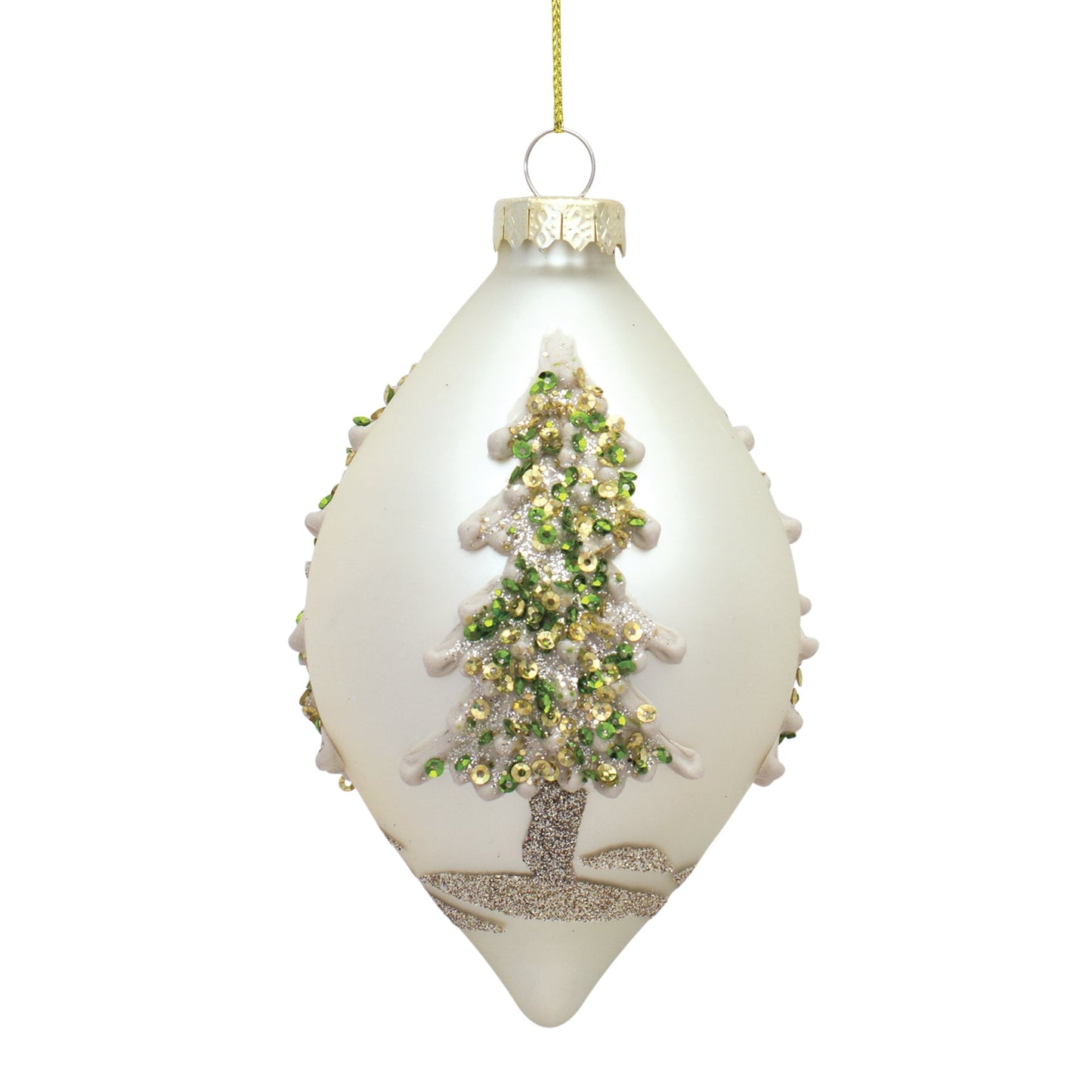Painted Snowy Pine Tree Ball Ornament, Set of 6