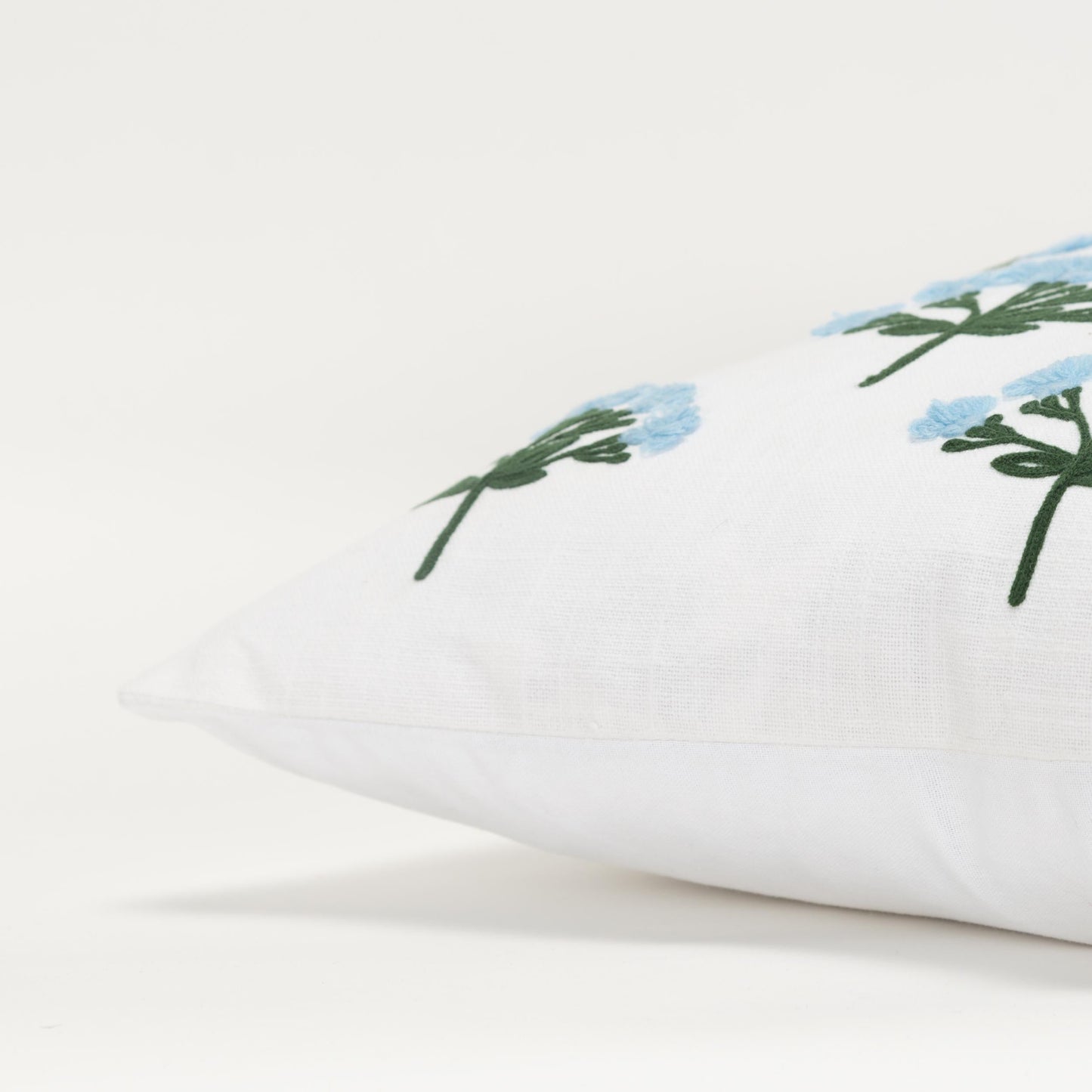 Botanical  Printed With Embroidery 100% Cotton Decorative Throw Pillow