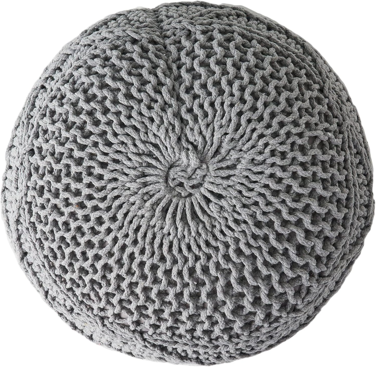 Splendid Round Knitted Wool Pouf