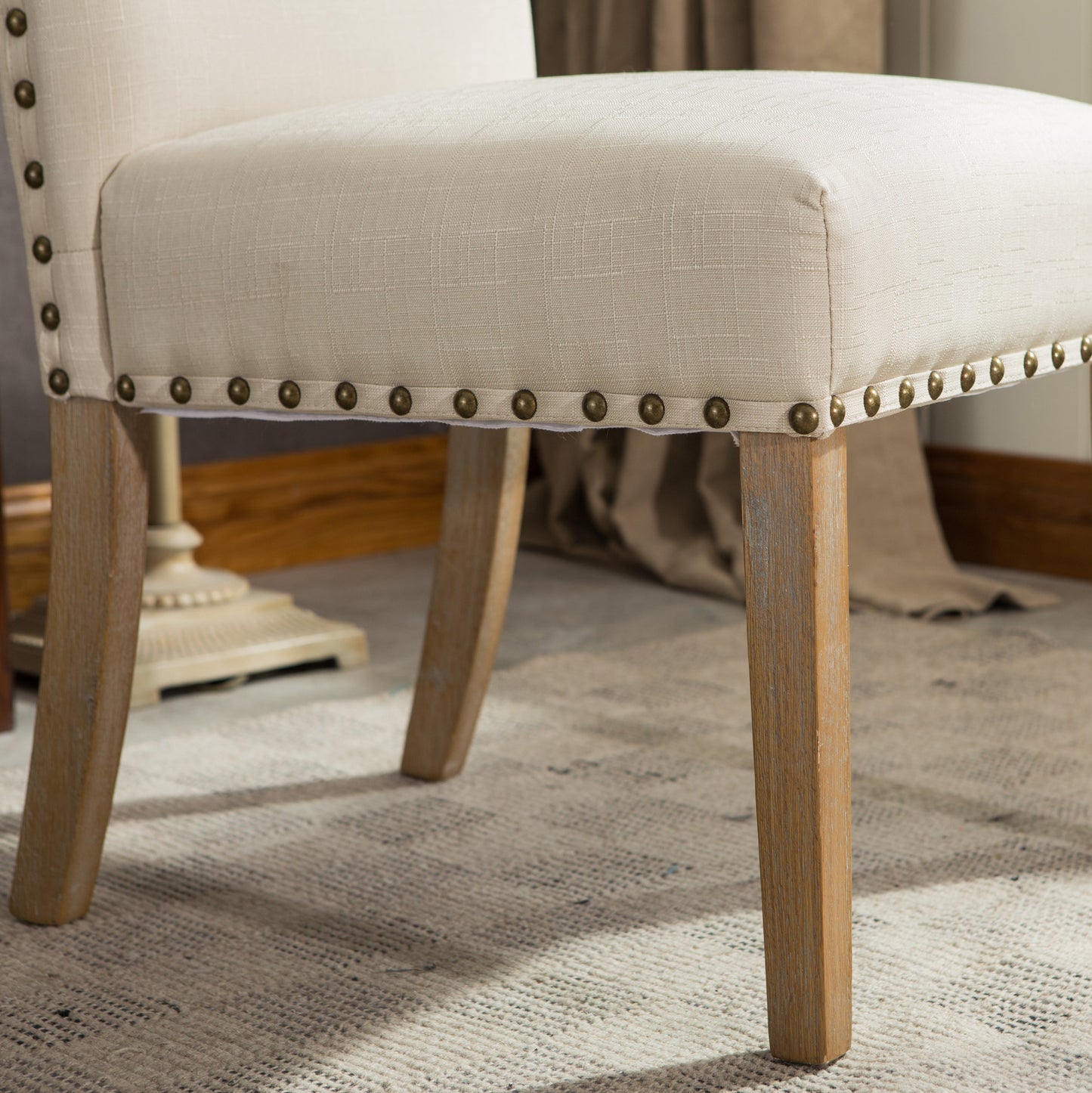 Wolen Upholstered Dining Chair with Nailhead Trim and High Back, Set of 2