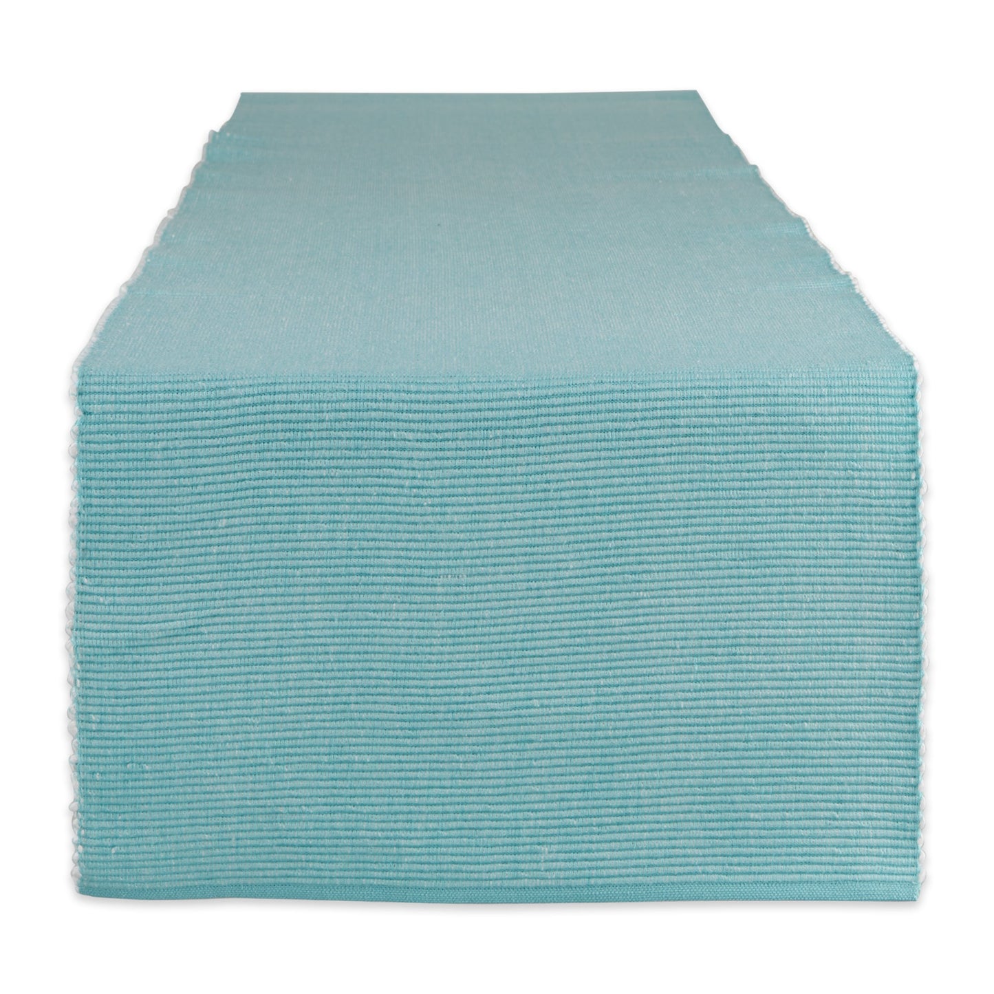 Aqua/White 2-Tone Ribbed Table Runner 13X108