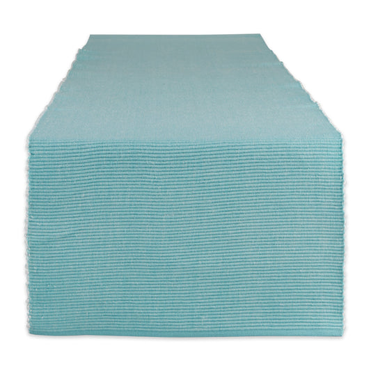 Aqua/White 2-Tone Ribbed Table Runner 13X108