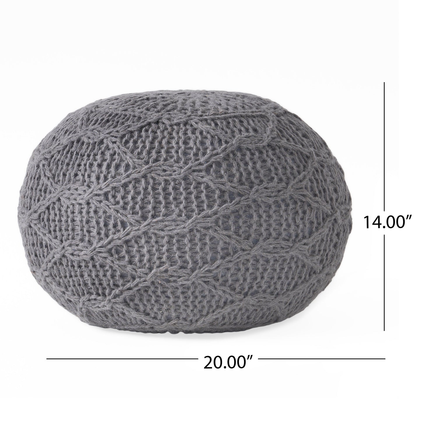 Splendid Round Knitted Wool Pouf