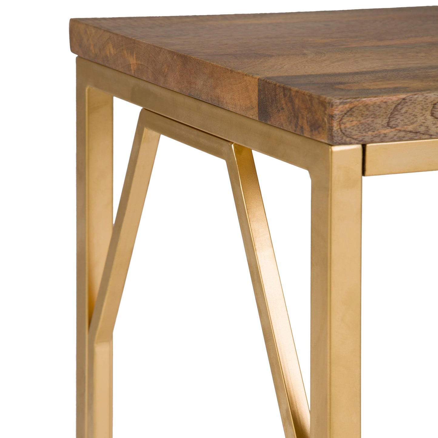 Peace Metal and Wood Accent Table with Diamond-Shaped Design