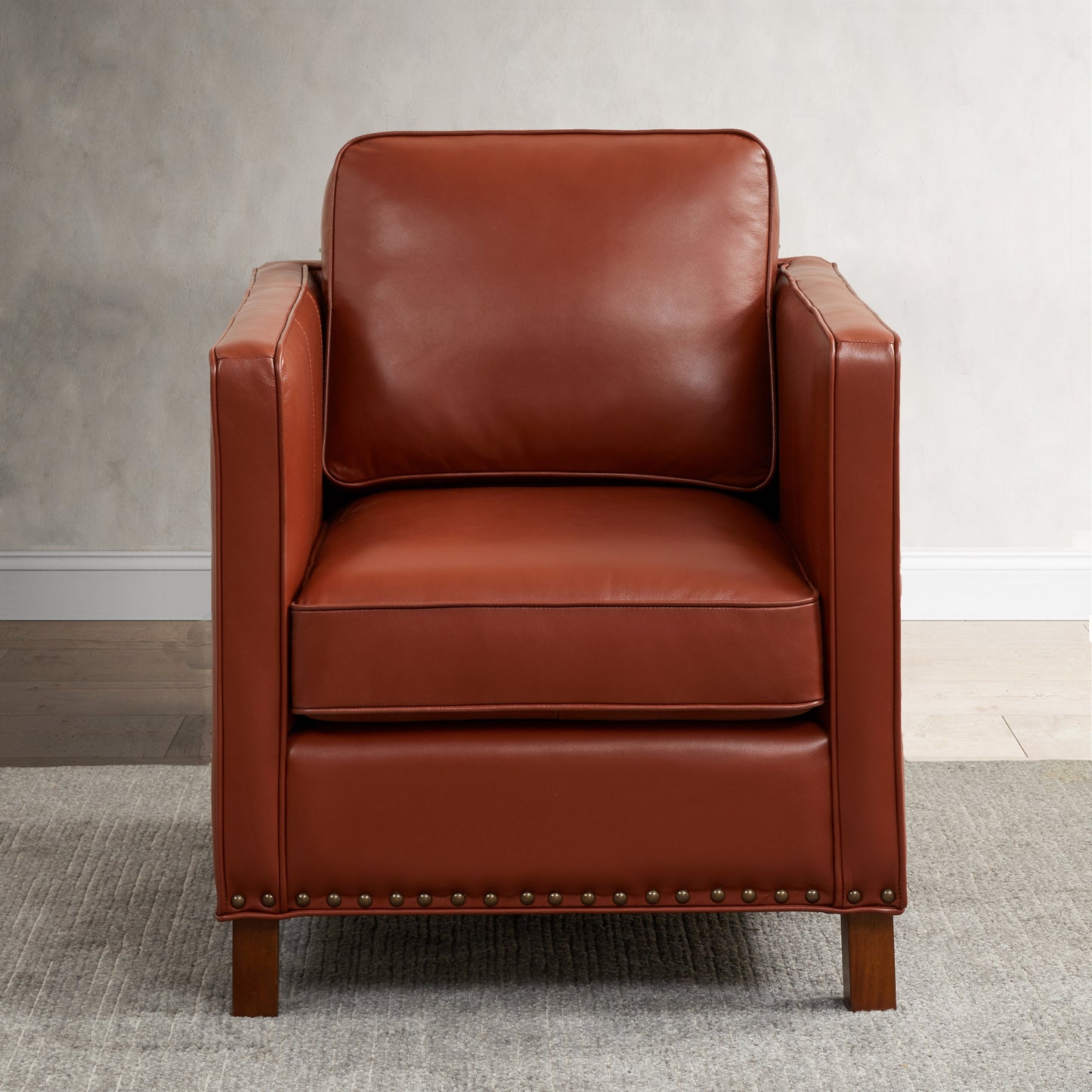 Upholstered Accent Chair with Nailhead Trim and Reversible Back Cushion