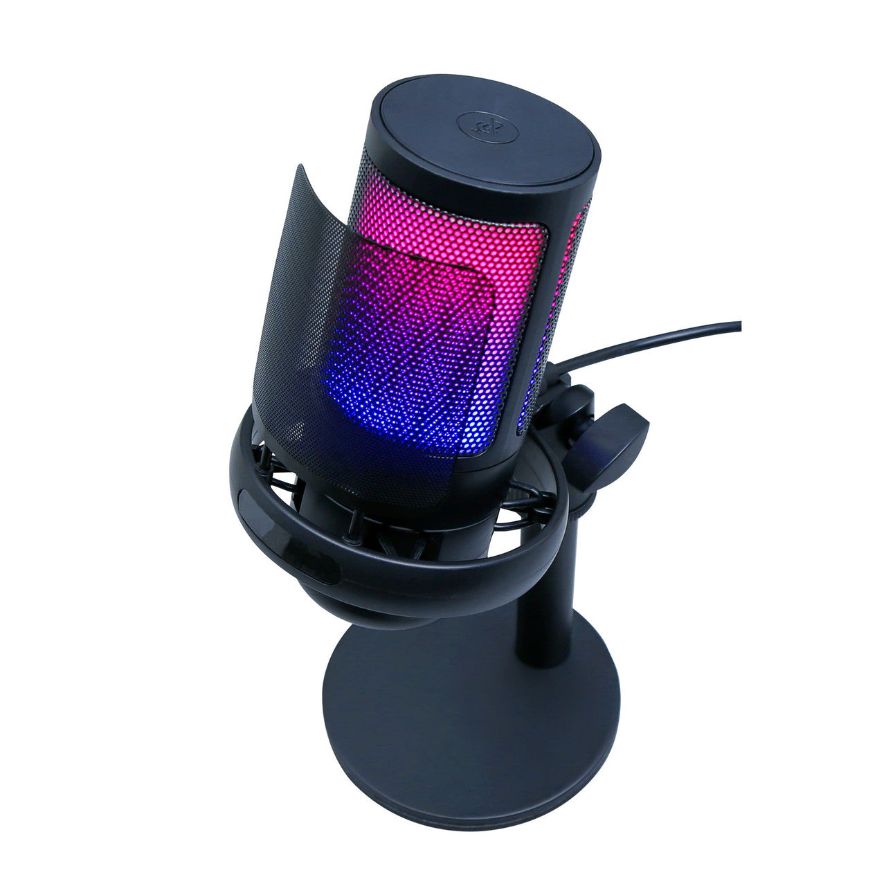 Laser RGB Gaming Microphone - Cardioid, Pop Filter, & Headphone Jack (Black)