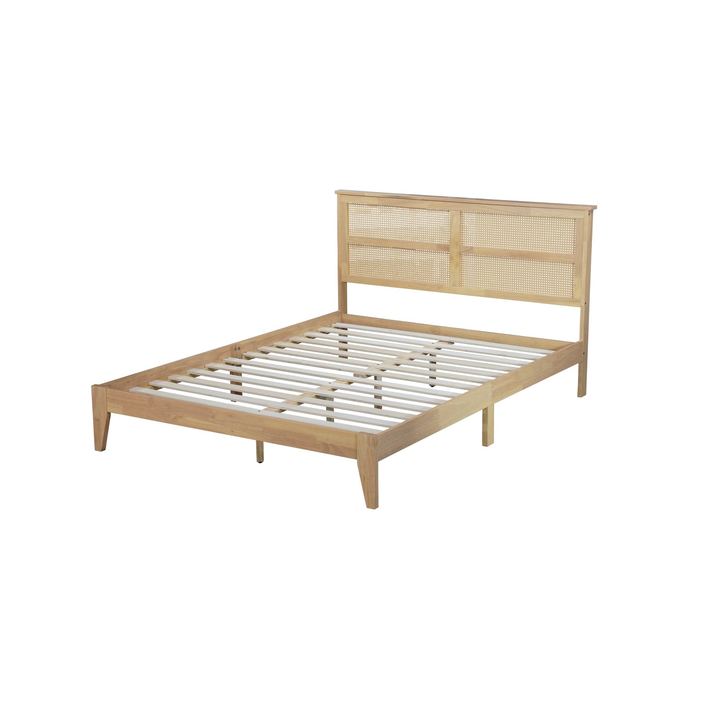 Queen Size Bed with Rattan Headboard