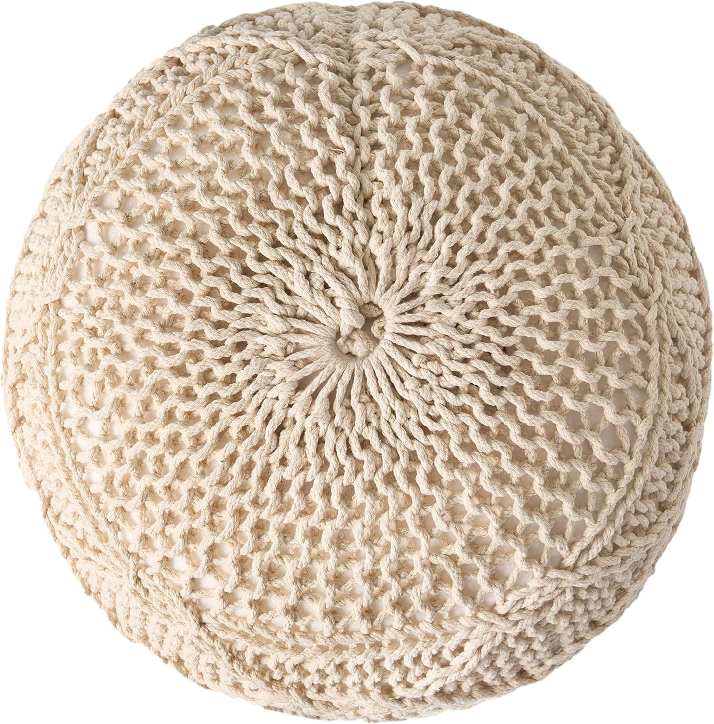 Splendid Round Knitted Wool Pouf