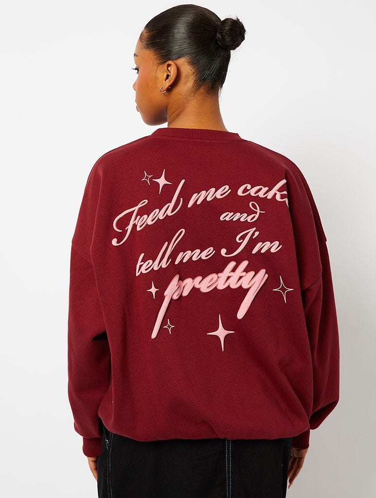 Feed Me Cake Sweatshirt in Burgundy