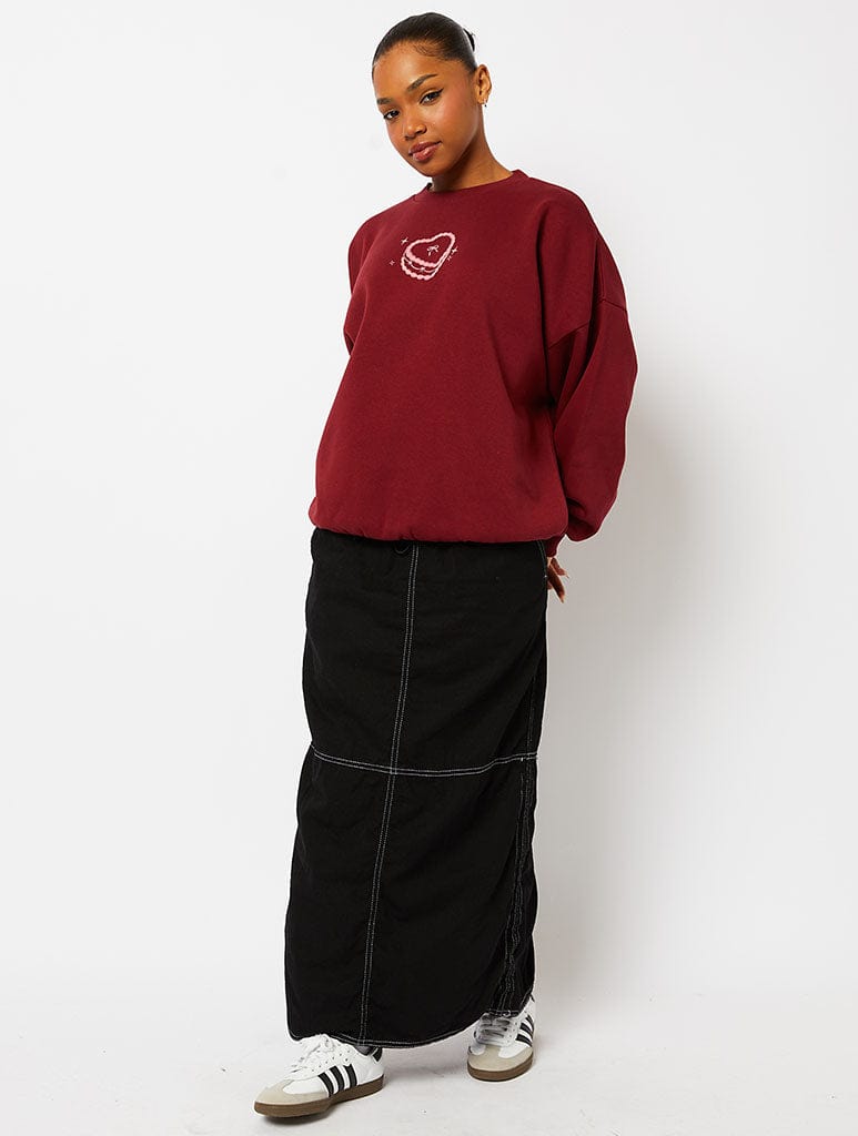 Feed Me Cake Sweatshirt in Burgundy