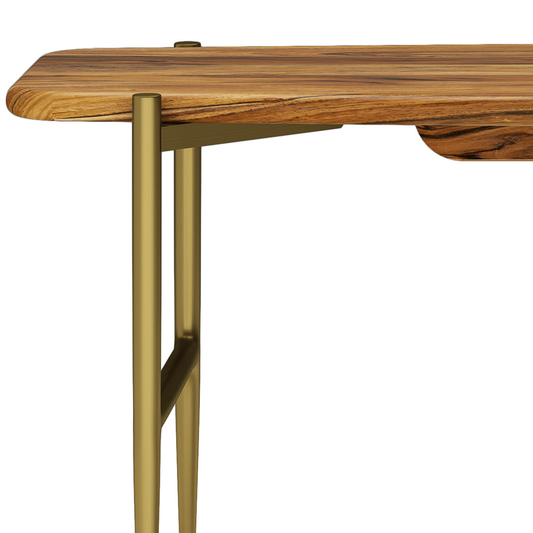 Bench with Lacquered Top and Metal Tapered Legs